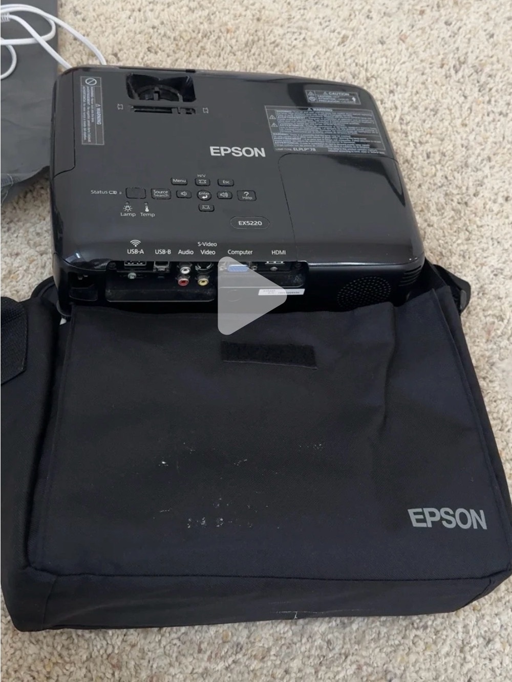 Epson Black Portable Projector with Black Carry Bag